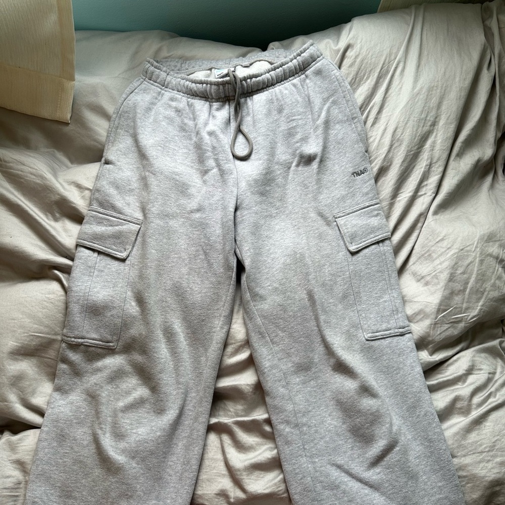 Aritzia Gray Sweatfleece Cargo Joggers